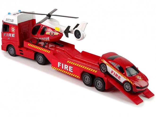 Brandmandsæt Truck Truck Helikopter Lyd Lys Rød