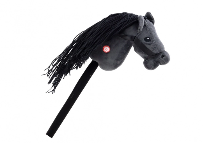 Plys hestehoved på stok Hobby Horse Langhåret Sort Lyde
