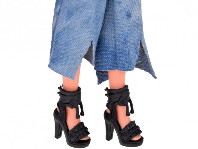 Anlily dukke med langt pastel hår i jeans