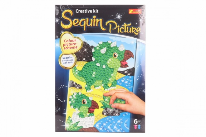 Billede med glitrende pailletter Dinosaur