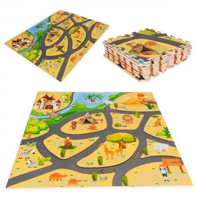 ECOTOYS Skum puslespil Safari med kant