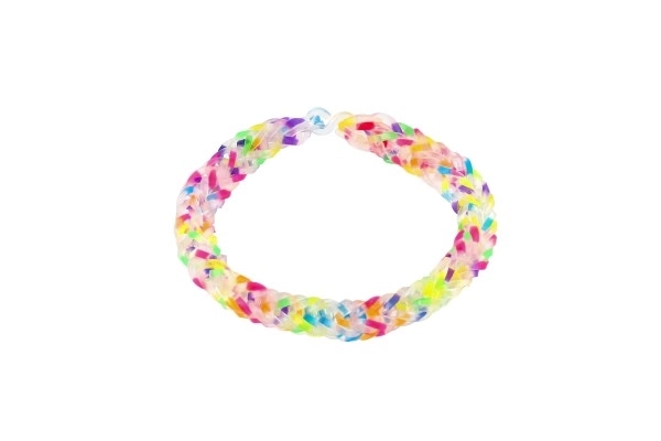 Lav dit eget armbånd - elastikker 200stk regnbuefarver + værktøj i pose 10x16cm