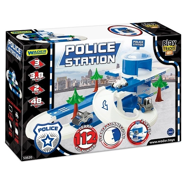 Garage+bane Kid Cars 3D Politi plastik 3,8m i kasse 59x40x15cm 12m+ Wader