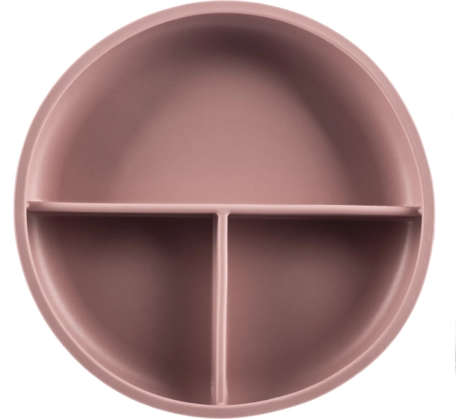 Silikone opdelt tallerken med sugekop, Old Pink