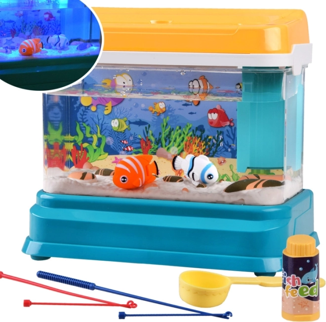 Interaktivt lysende akvarielampe + magnetiske fisk ZA4367