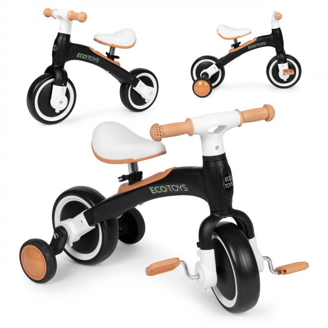 Løbecykel med pedaler og støttehjul sort ECOTOYS