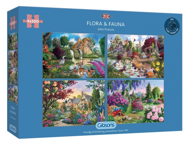 Gibsons puslespil Flora og Fauna 4x500 brikker