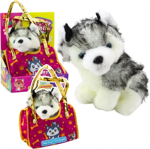 Plys Hund Husky i taske