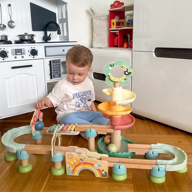 Træ kuglebane med xylofon Tooky Toy 44 stk.