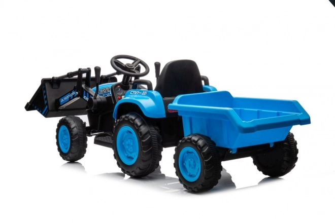 Elektrisk børnetraktor med skovl blå