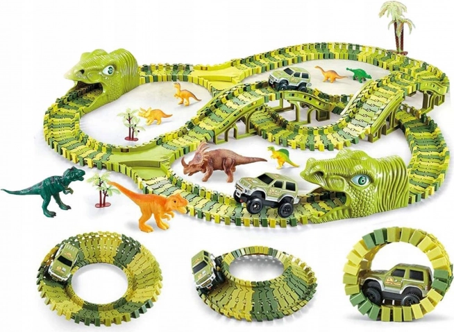 Dinosaur kapløbsbane med bil og figurer