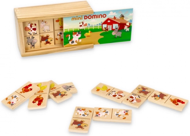 Mini domino med dyr i æske
