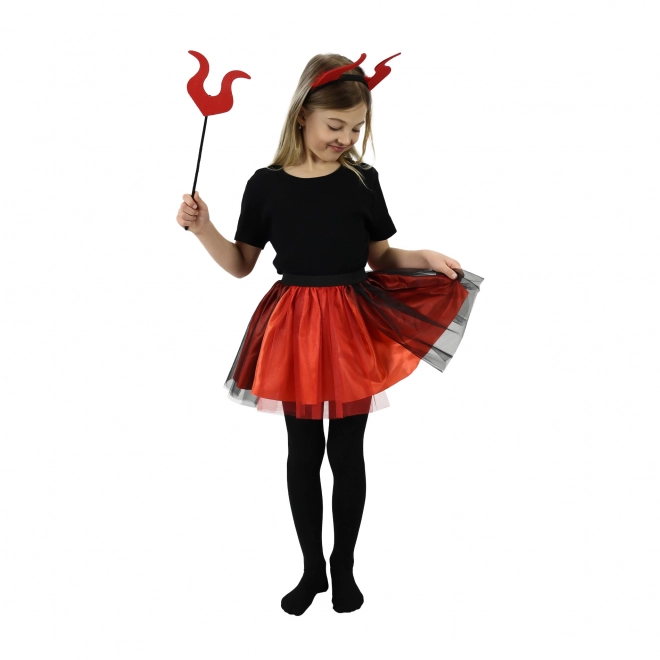 Børnekostume djævel med tutu nederdel og tilbehør