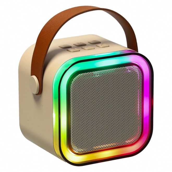Karaoke sæt 2 mikrofoner + bærbar højttaler BLUETOOTH USB LED beige farve