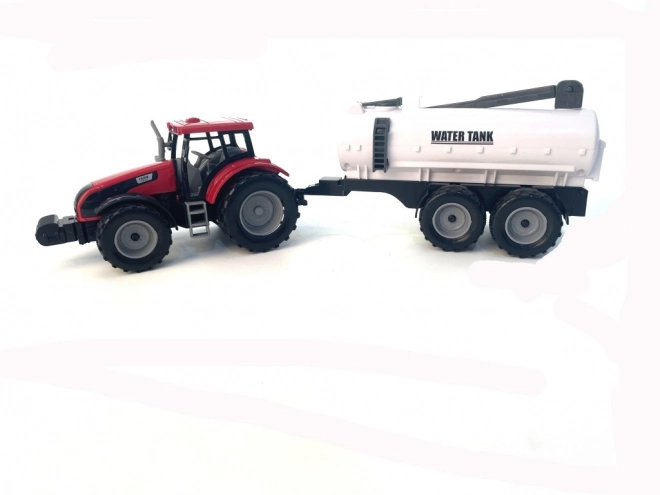 Traktor med svinghjul og trailer