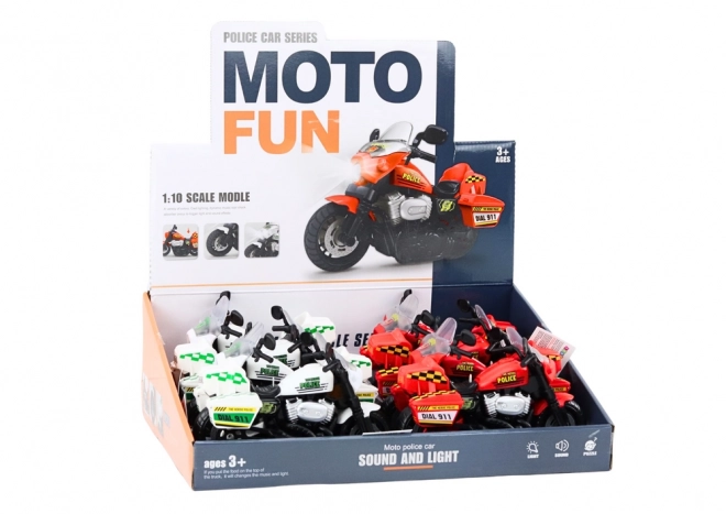 Politimotorcykel 1:10 Lys Lyd Hvid Rød