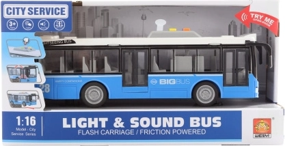 Blå bybus med lys og lyd