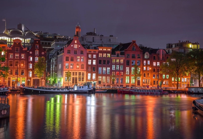 Træpuslespil Natlige Amsterdam med unikke brikker