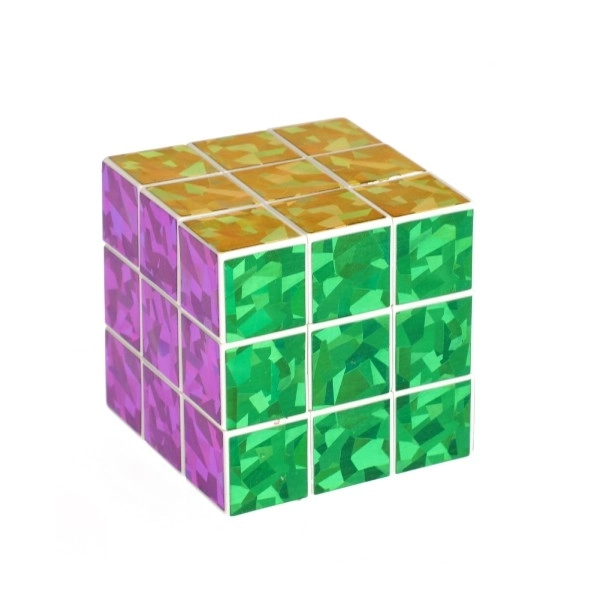 Terning sammenklappelig puslespil plast glitrende 6,5x6,5cm i pose