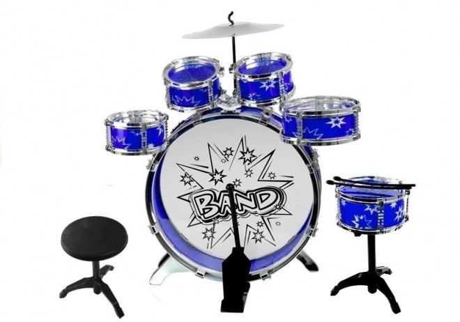 Store trommer 6 trommer + bækken + pedal Blå