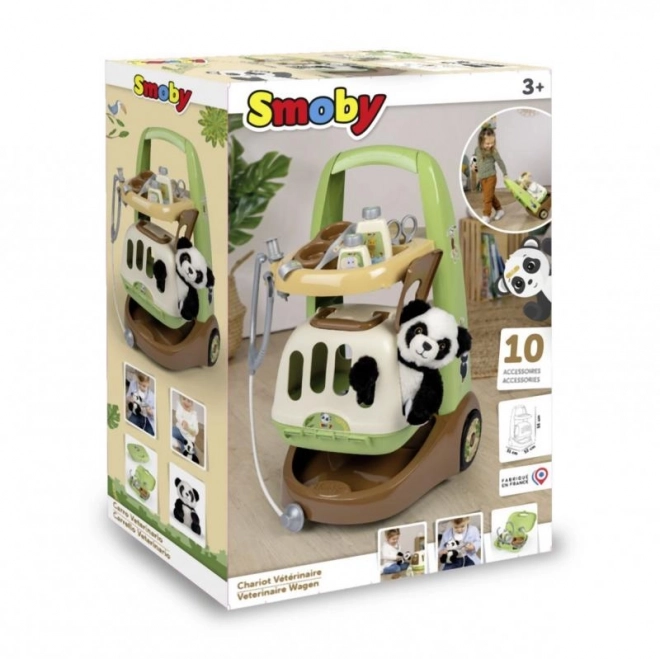 Dyrlægevogn med panda og transportboks 2i1