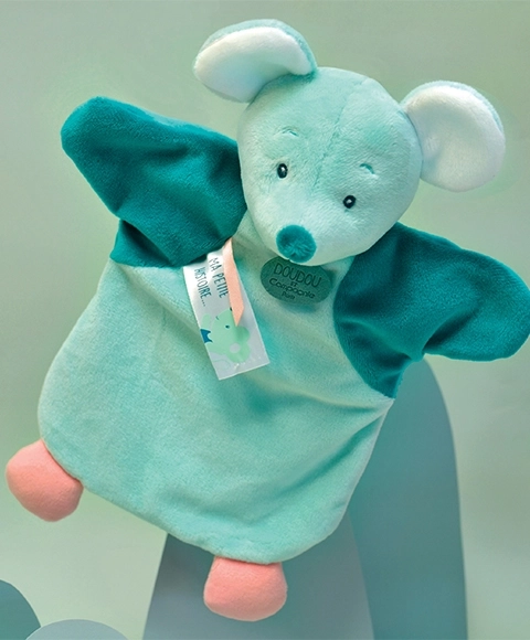 Doudou Plysbamse hånddukke mus 25 cm