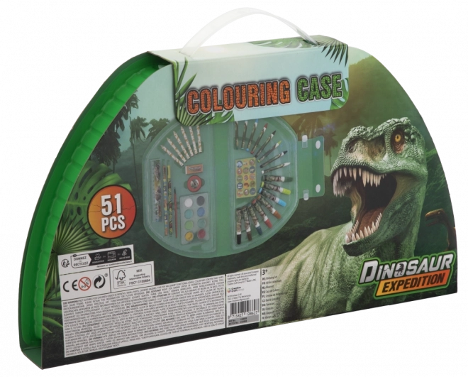 Halvcirkelformet malekuffert Dino – 51 dele