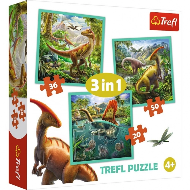Puslespil 3i1 Dinosaurens Verden 20x19,5cm i kasse 28x28x6cm