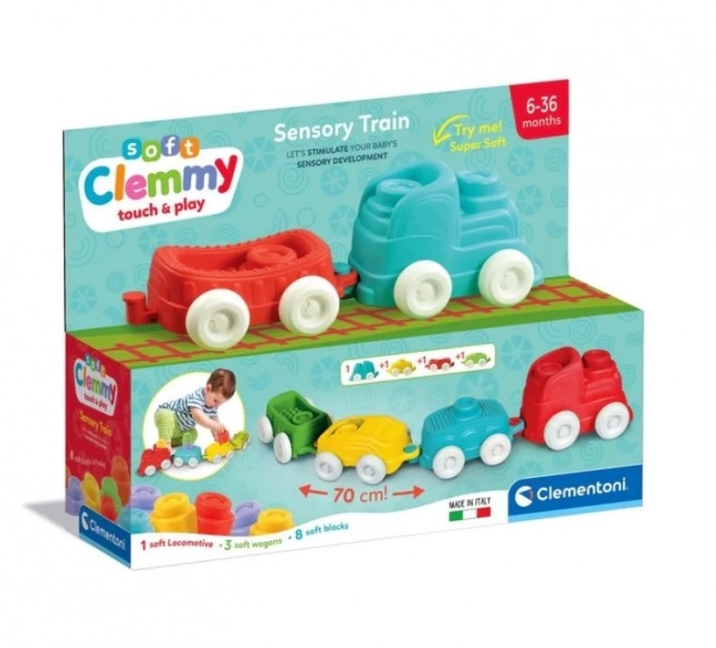 CLEMENTONI Soft Clemmy Sensorisk togbane med klodser