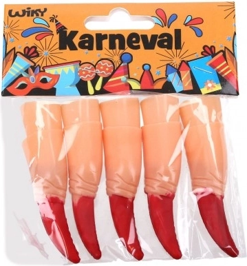 Plastfingre med røde kløer til karneval – 10 stk.
