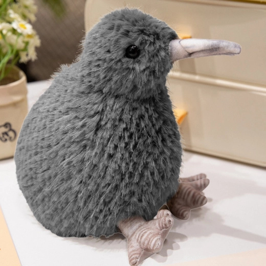 Plysbamse kiwi fugl grå 17 cm