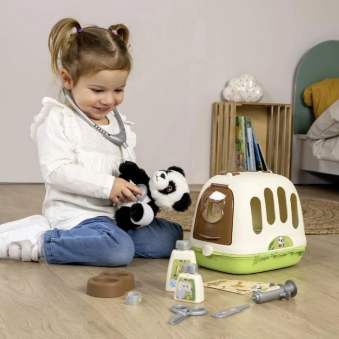 Dyrlægeudstyr med panda og transportboks 2 i 1
