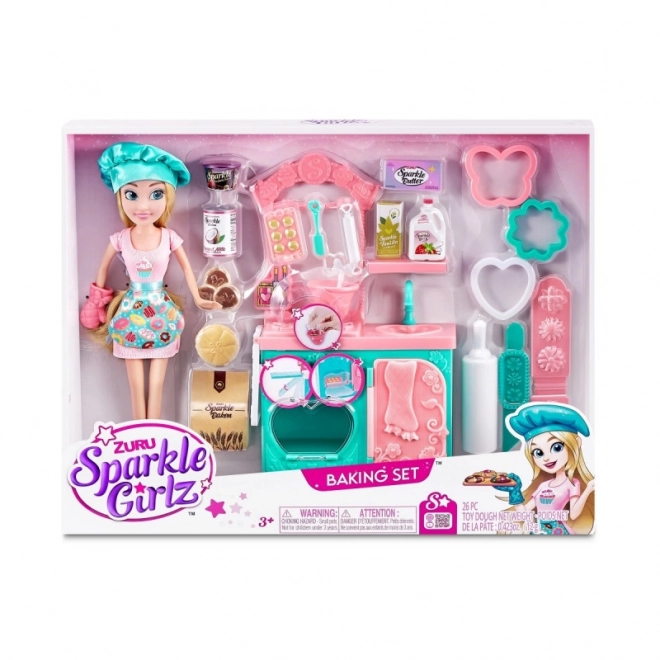 Bagesæt Sparkle Girlz med dukke 27 cm