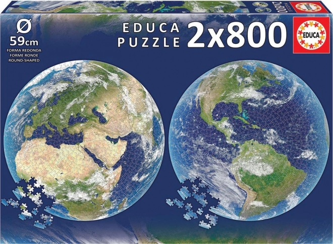 Educa runde puslespil Planet Jorden 2x800 brikker