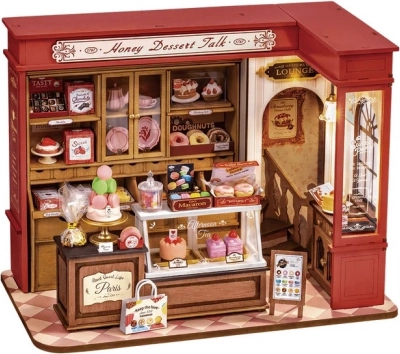 ROBETIME miniature dukkehus Honning-bageri – diorama med LED-belysning 1:16