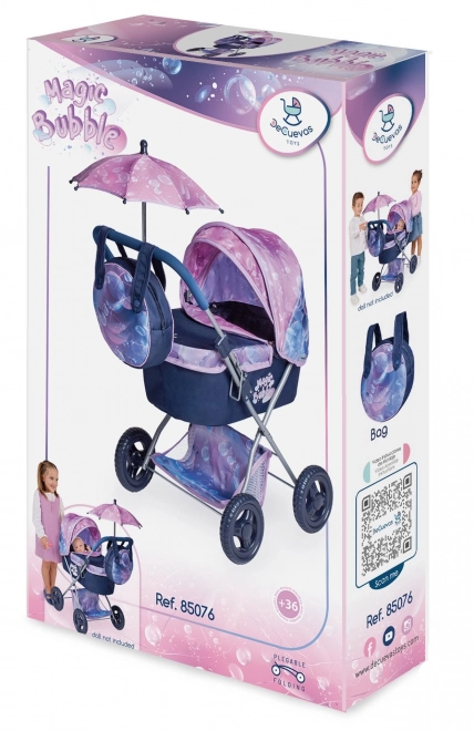DeCuevas 85076 Foldbar dukkevogn med parasol og taske Magic Bubble 2024 - 60 cm