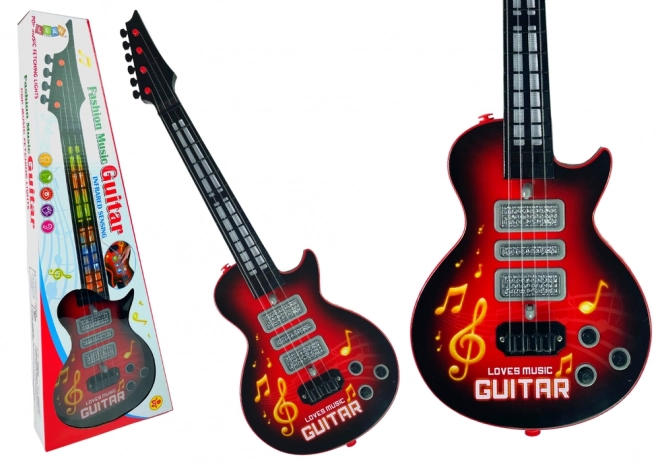 Elektrisk guitar med farverige lys Rød