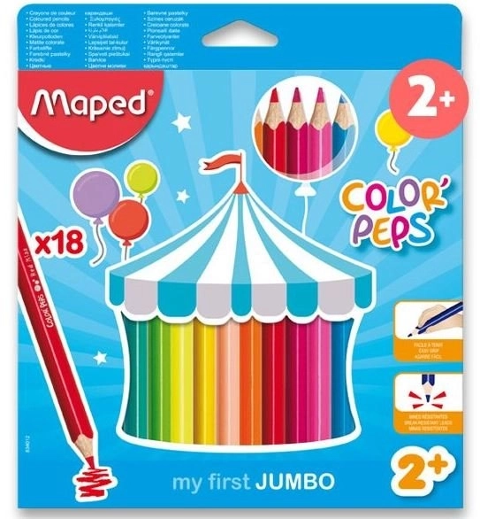 Trekantede Jumbo Color'Peps farveblyanter fra Maped, 18 stk