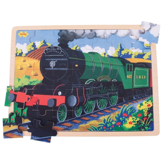Bigjigs Toys Træpuslespil historisk tog Flying Scotsman 35 brikker