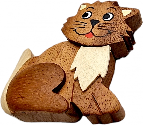 Træmagnet – kat (håndlavet af naturlige træsorter)