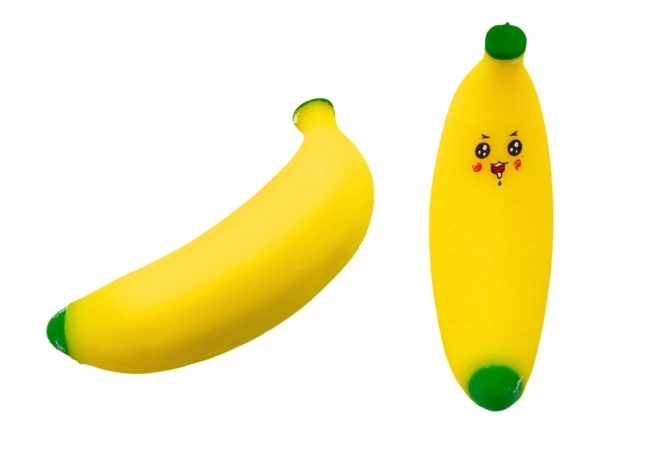 Stressbold formet som en gul banan