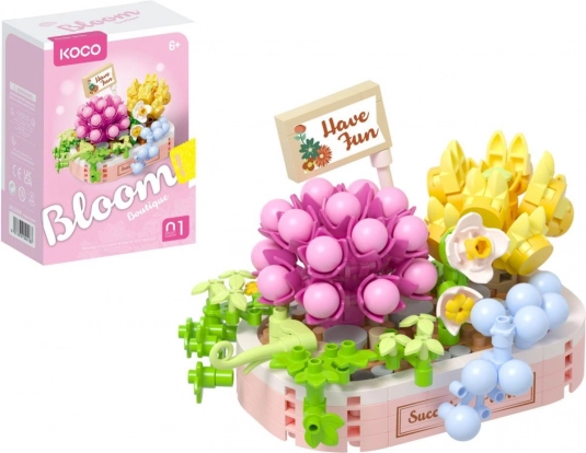 Byggesæt KOCO Bloom – blomsterarrangement af sukkulenter, 249 dele