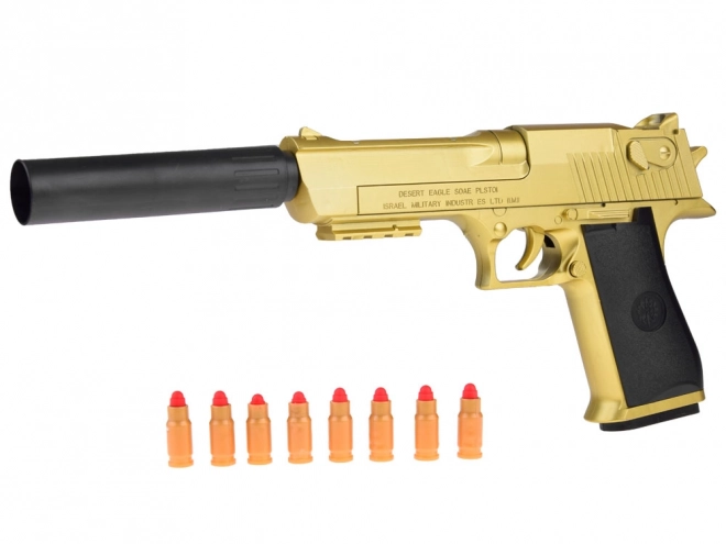 Børnelegepistol med skumammunition og lyddæmper