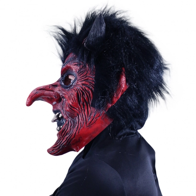 Djævlemaske med hår voksen
