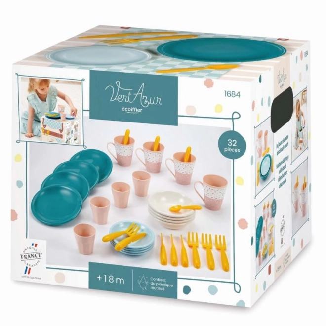 Farverigt plastiksæt til picnic