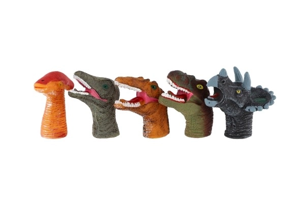 Fingerdukker dinosaurer 5stk gummi 6cm på kort 16,5x20cm