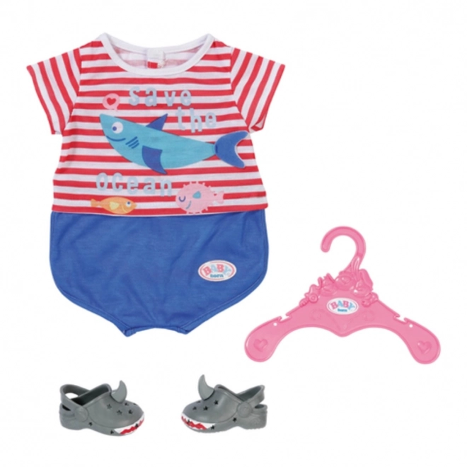 BABY born Pyjamasæt og hjemmesko, blå, 43 cm