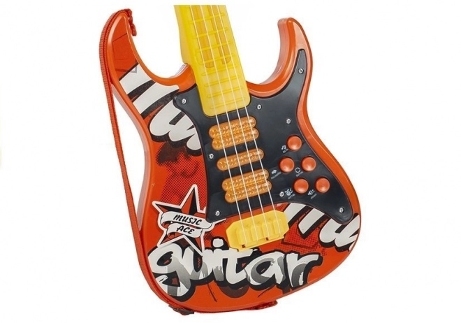Børne elektrisk guitar med mikrofon - rød