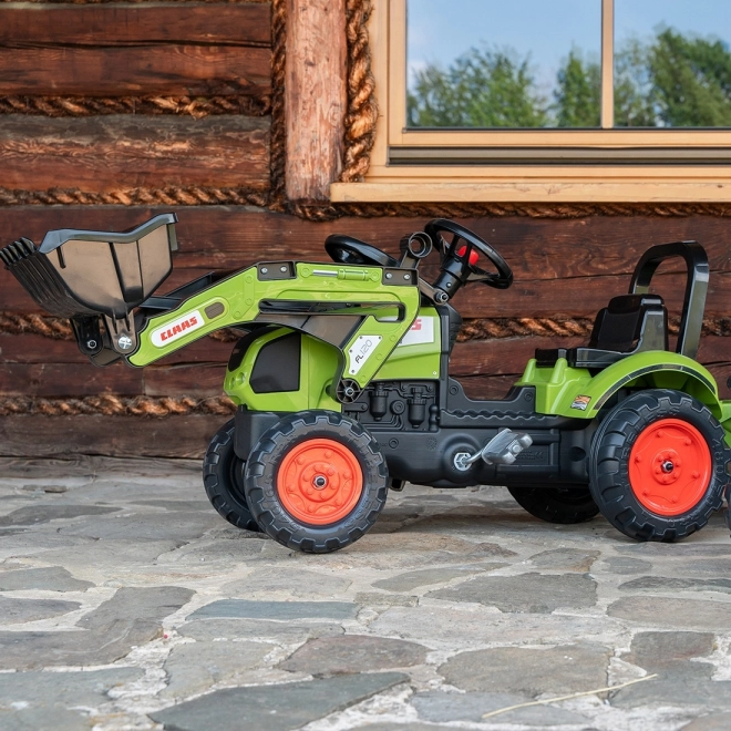 Træde-traktor Claas Arion 410 med trailer grøn