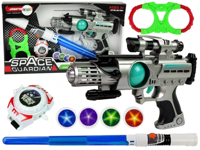 Sæt med rumvåben Space Guardian med laserpistol og sværd